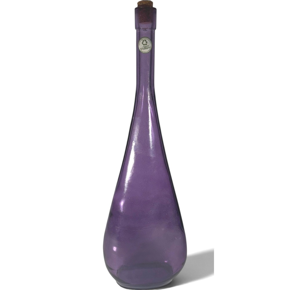 San Miguel Decorative Bottle Purple Recycled Glass Teardrop Cork Stopper